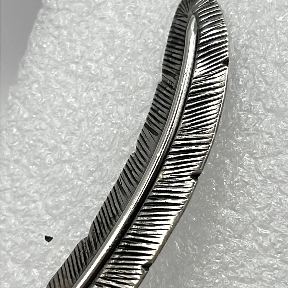 Sterling Silver Feather Brooch Intricate  Brooch with Vintage Artisanal Design